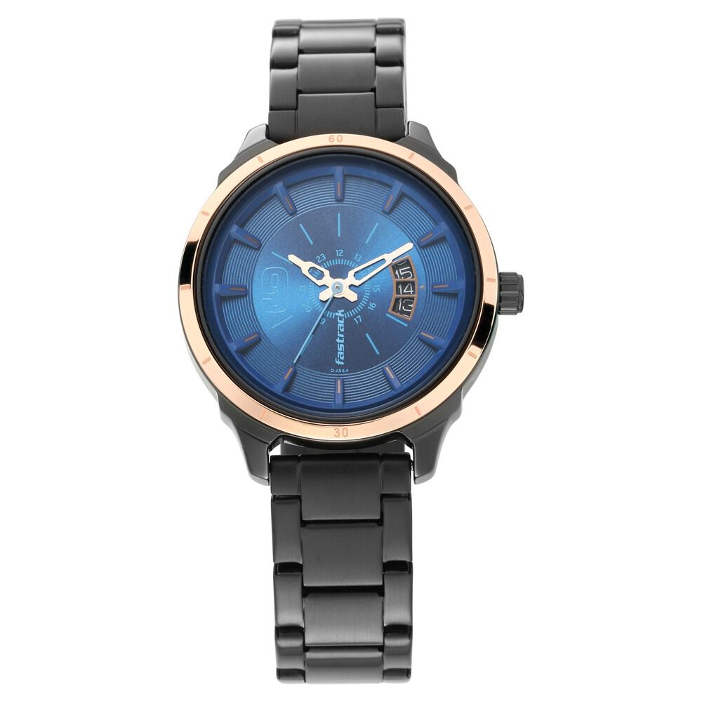 Fastrack All Nighters Quartz Analog Blue Dial Stainless Steel Strap Watch for Girls NP6187KM02
