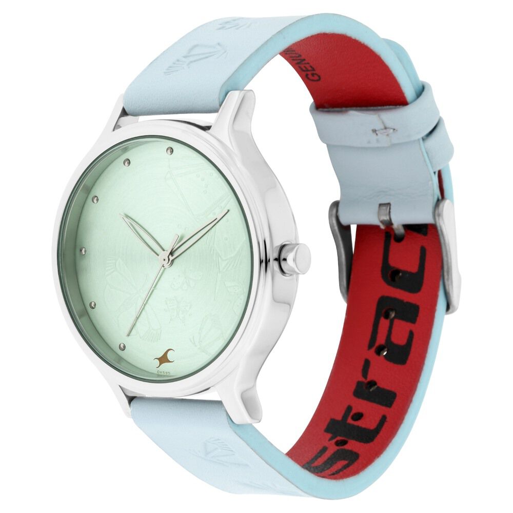Fastrack I Love Me Quartz Analog Blue Dial Leather Strap Watch for Girls NS6189SL02