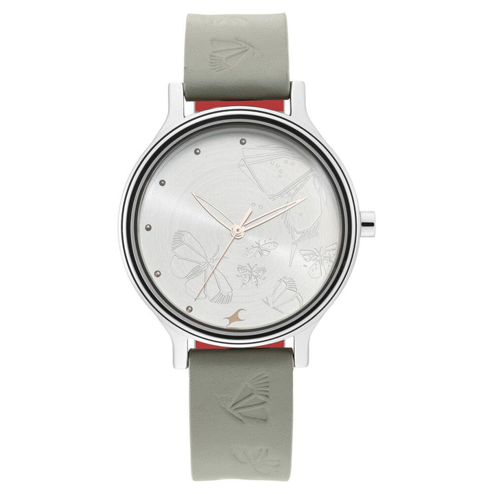 Fastrack I Love Me Quartz Analog Silver Dial Leather Strap Watch for Girls NS6189SL03
