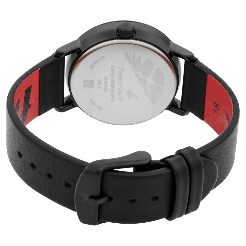 Fastrack Quartz Analog with Day and Date Beige Dial Leather Strap Watch for Girls NP6198NL01