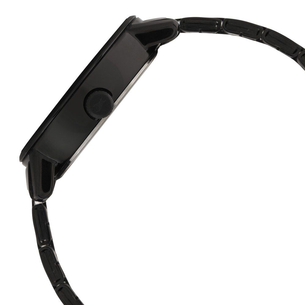Fastrack Go Skate Quartz Analog with Day and Date Black Dial Stainless Steel Strap Watch for Girls NR6198NM01