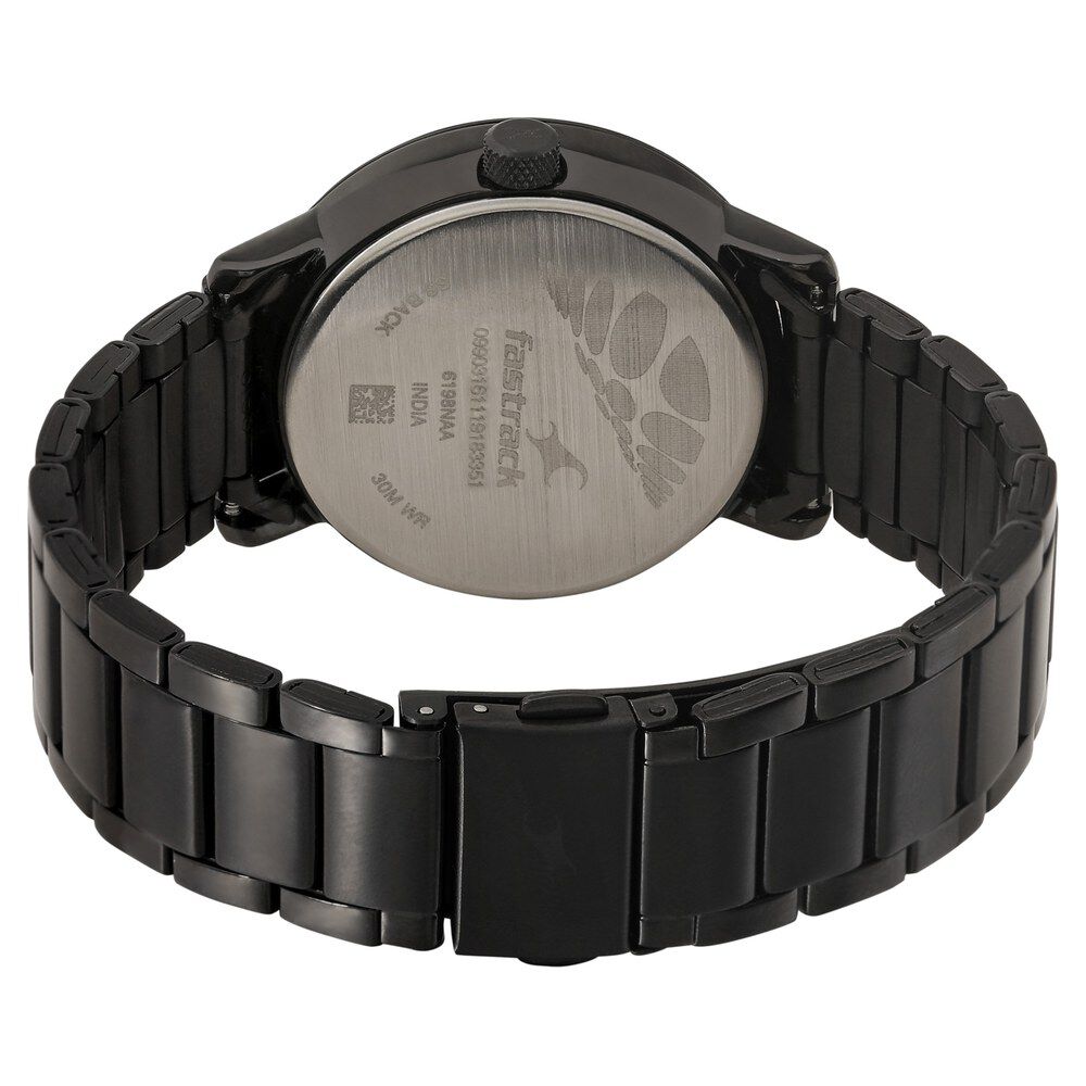 Fastrack Go Skate Quartz Analog with Day and Date Black Dial Stainless Steel Strap Watch for Girls NR6198NM01