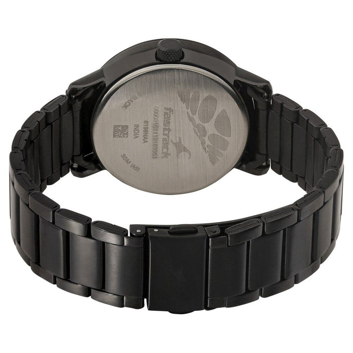 Fastrack Go Skate Quartz Analog with Day and Date Black Dial Stainless Steel Strap Watch for Girls NR6198NM01