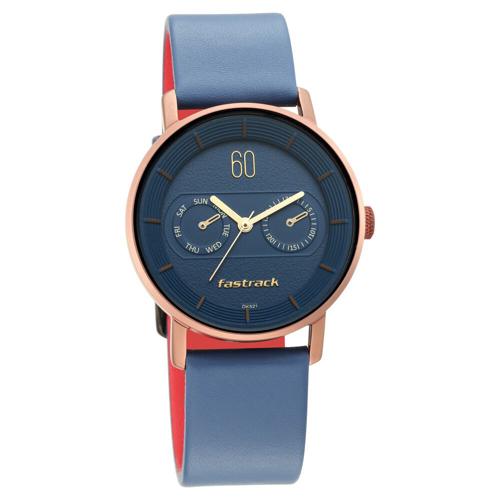Fastrack Blue Dial Leather Strap Watch for Girls NP6198QL01