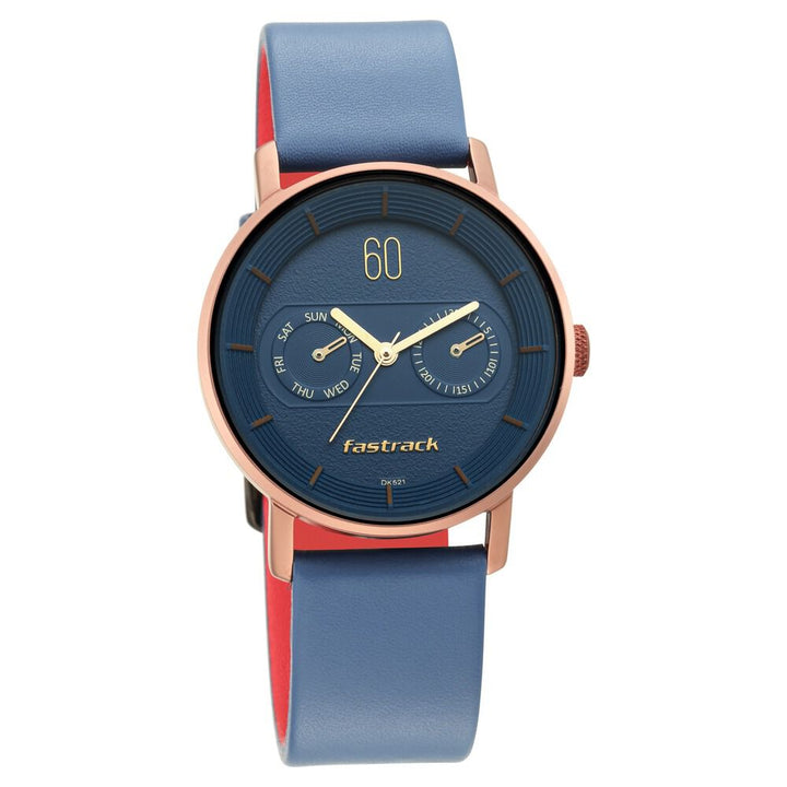 Fastrack Blue Dial Leather Strap Watch for Girls NP6198QL01