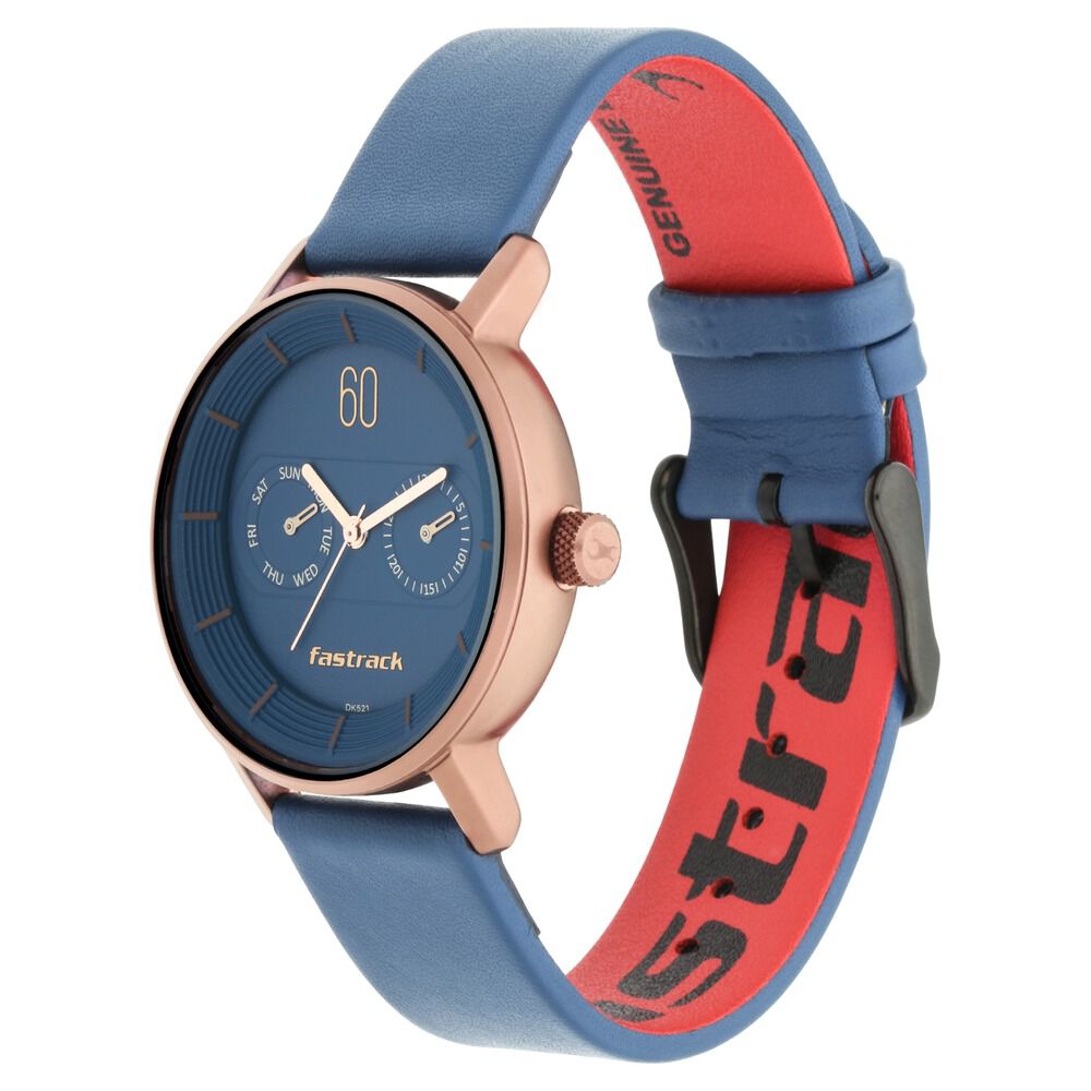 Fastrack Blue Dial Leather Strap Watch for Girls NP6198QL01