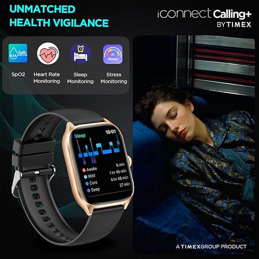 TIMEX iConnect Calling+ 2.01” TFT Display with 240x296 Pixel Resolution|Functional Crown|Bluetooth Calling|AI Voice Assist|100+ Sports Modes|100+ Watchfaces|Upto7 Days Battery(Normal Usage)-TWIXW503T
