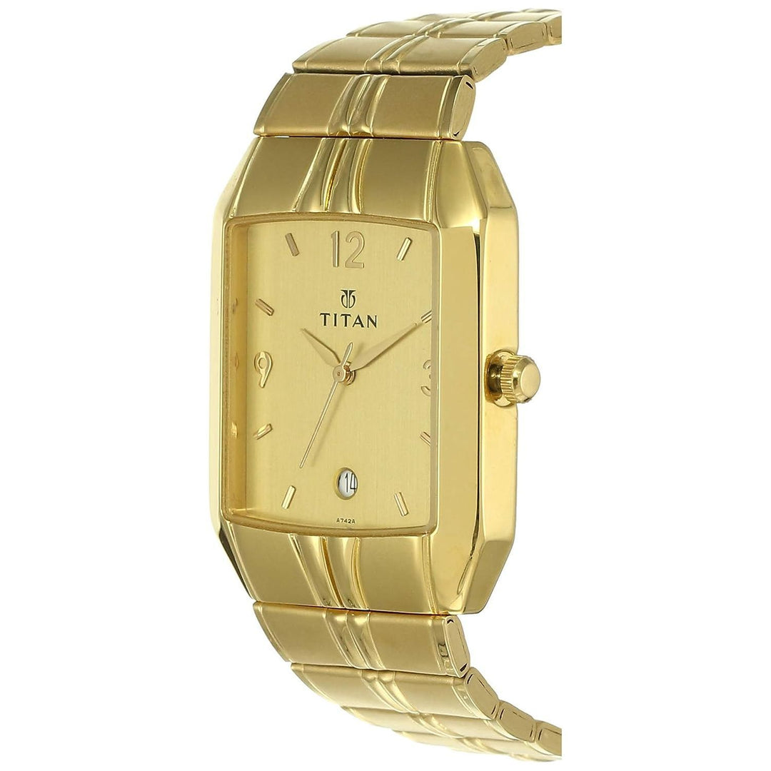 Titan Golden Dial Golden Metal Strap Watch NN9264YM02 (A742A)