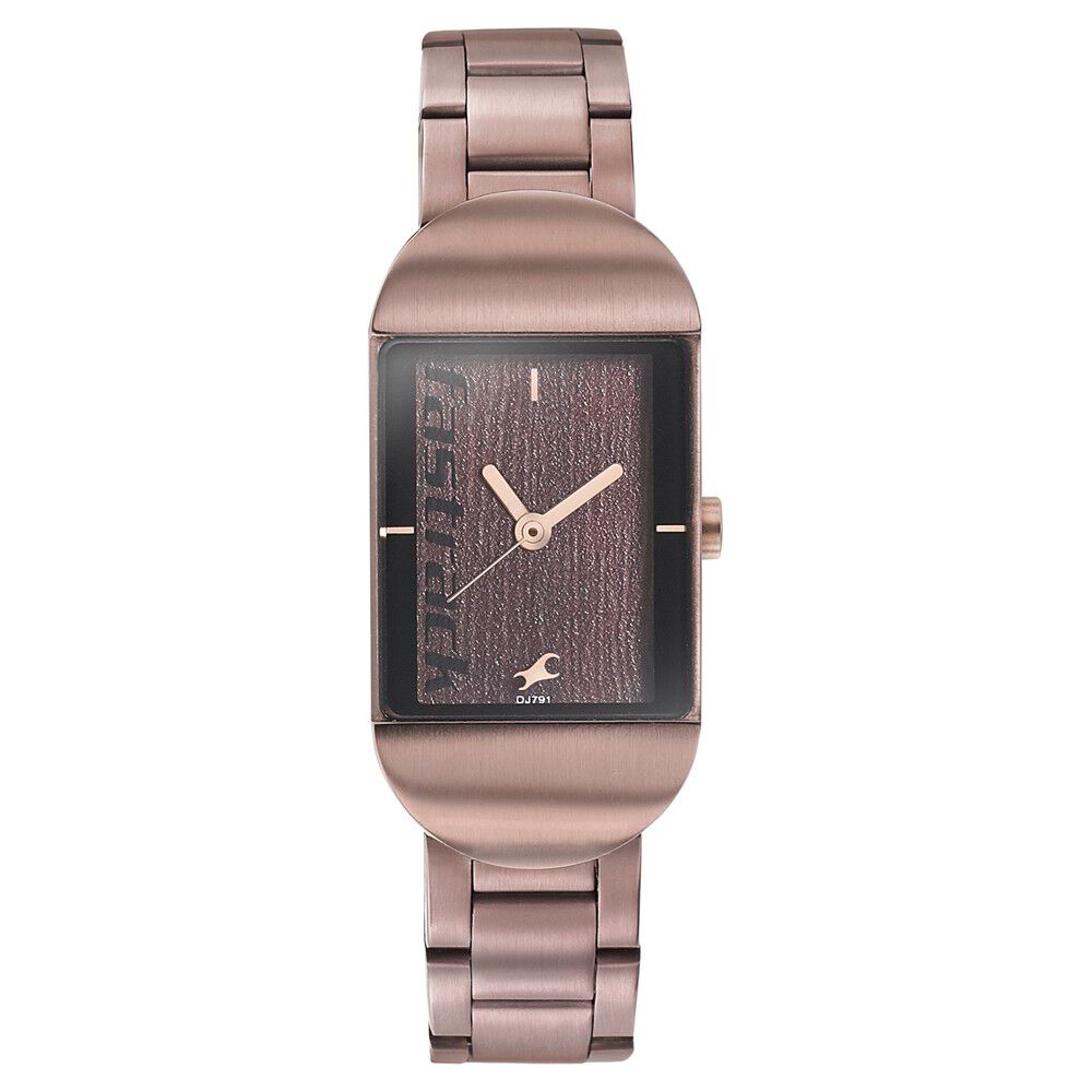 Fastrack Go Skate Quartz Analog Brown Dial Stainless Steel Strap Watch for Girls NS6201KM02