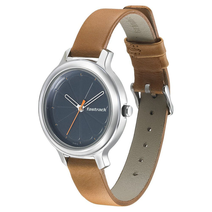 Fastrack Quartz Analog Black Dial Leather Strap Watch for Girls NR6202SL01