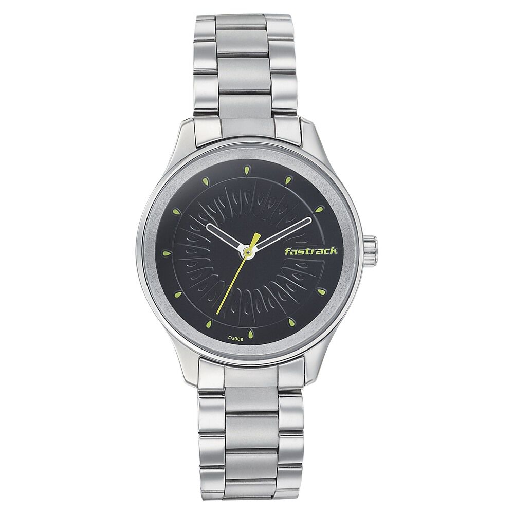 Fastrack Quartz Analog Black Dial Stainless Steel Strap Watch for Girls NR6203SM02