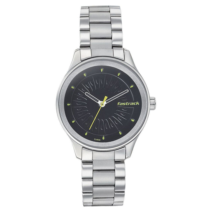 Fastrack Quartz Analog Black Dial Stainless Steel Strap Watch for Girls NR6203SM02