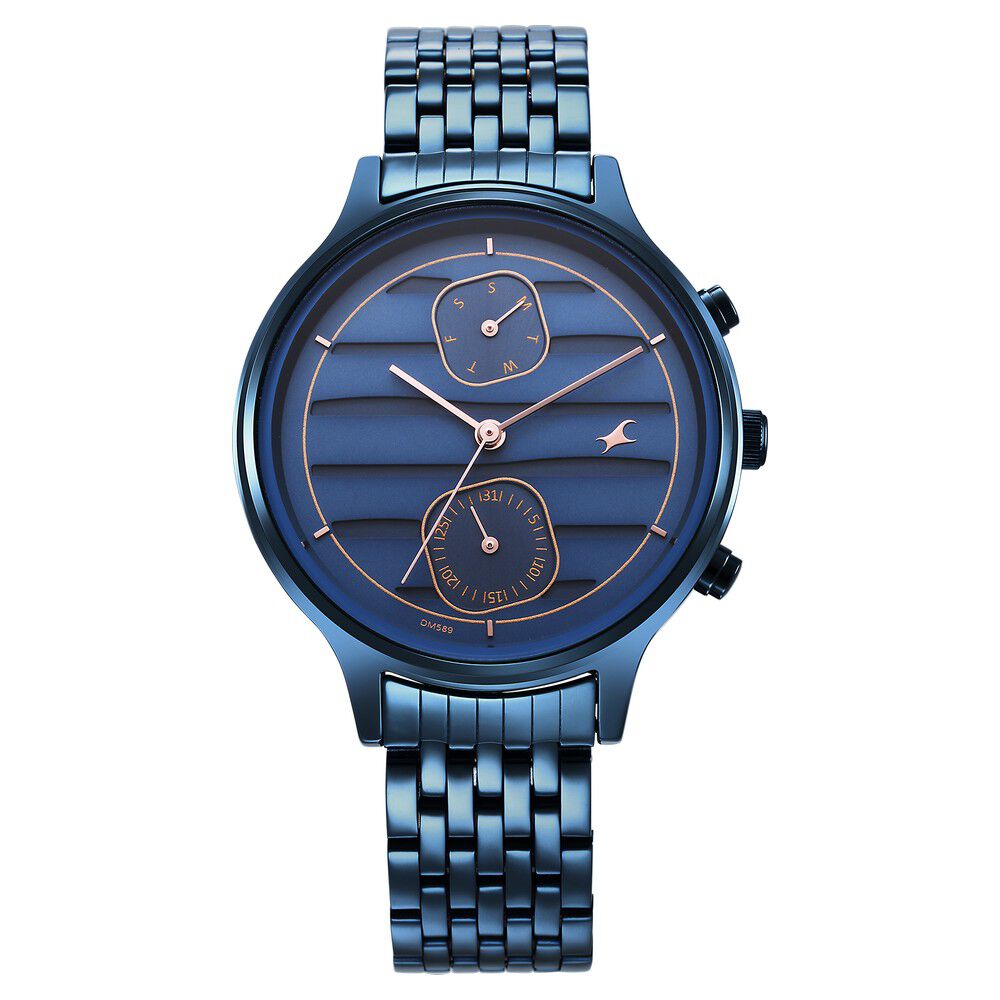 Fastrack Style Up Blue Dial Stainless Steel Strap Watch for Girls NS6207QM01