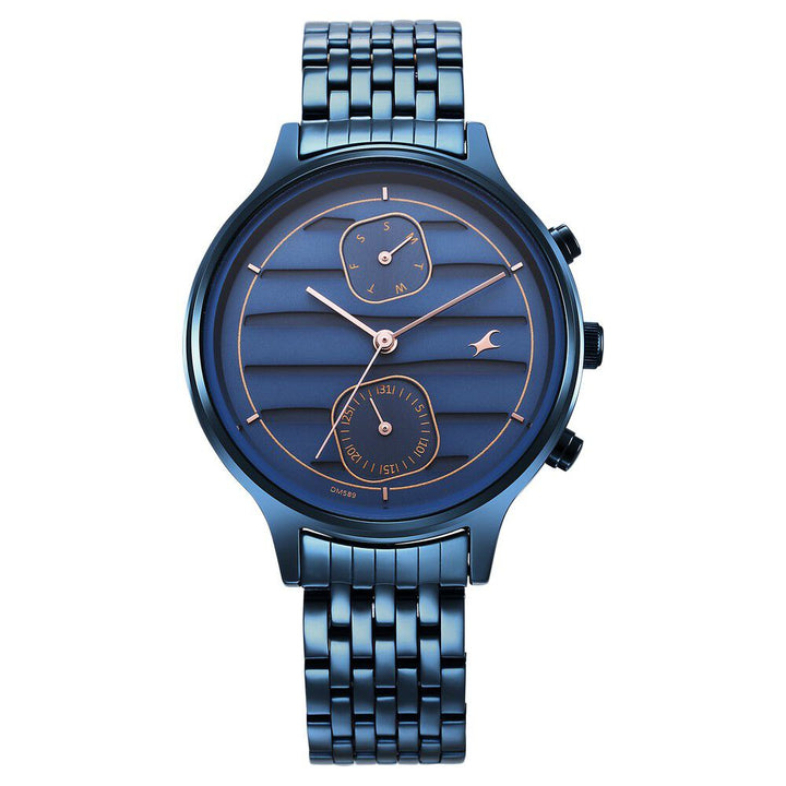 Fastrack Style Up Blue Dial Stainless Steel Strap Watch for Girls NS6207QM01