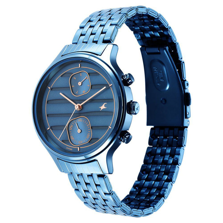 Fastrack Style Up Blue Dial Stainless Steel Strap Watch for Girls NS6207QM01