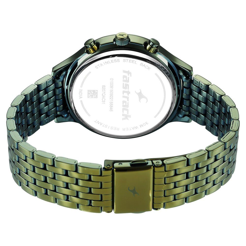 Fastrack Style Up Green Dial Stainless Steel Strap Watch for Girls NS6207QM02