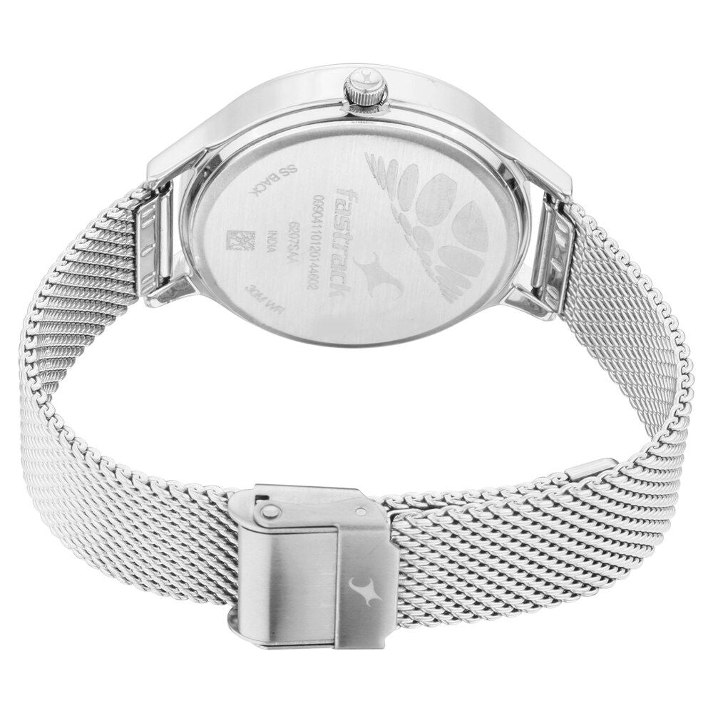 Fastrack Ruffles Quartz Analog with Day and Date Pink Dial Stainless Steel Strap Watch for Girls NR6207SM01