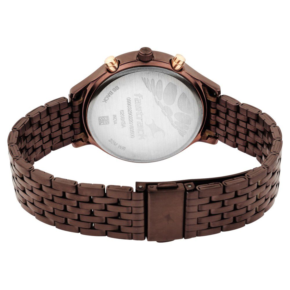 Fastrack Ruffles Quartz Multifunction Black Dial Stainless Steel Strap Watch for Girls NS6208KM01