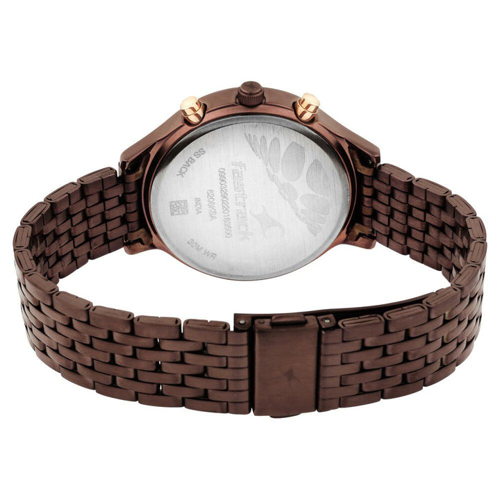 Fastrack Ruffles Quartz Multifunction Black Dial Stainless Steel Strap Watch for Girls NS6208KM01