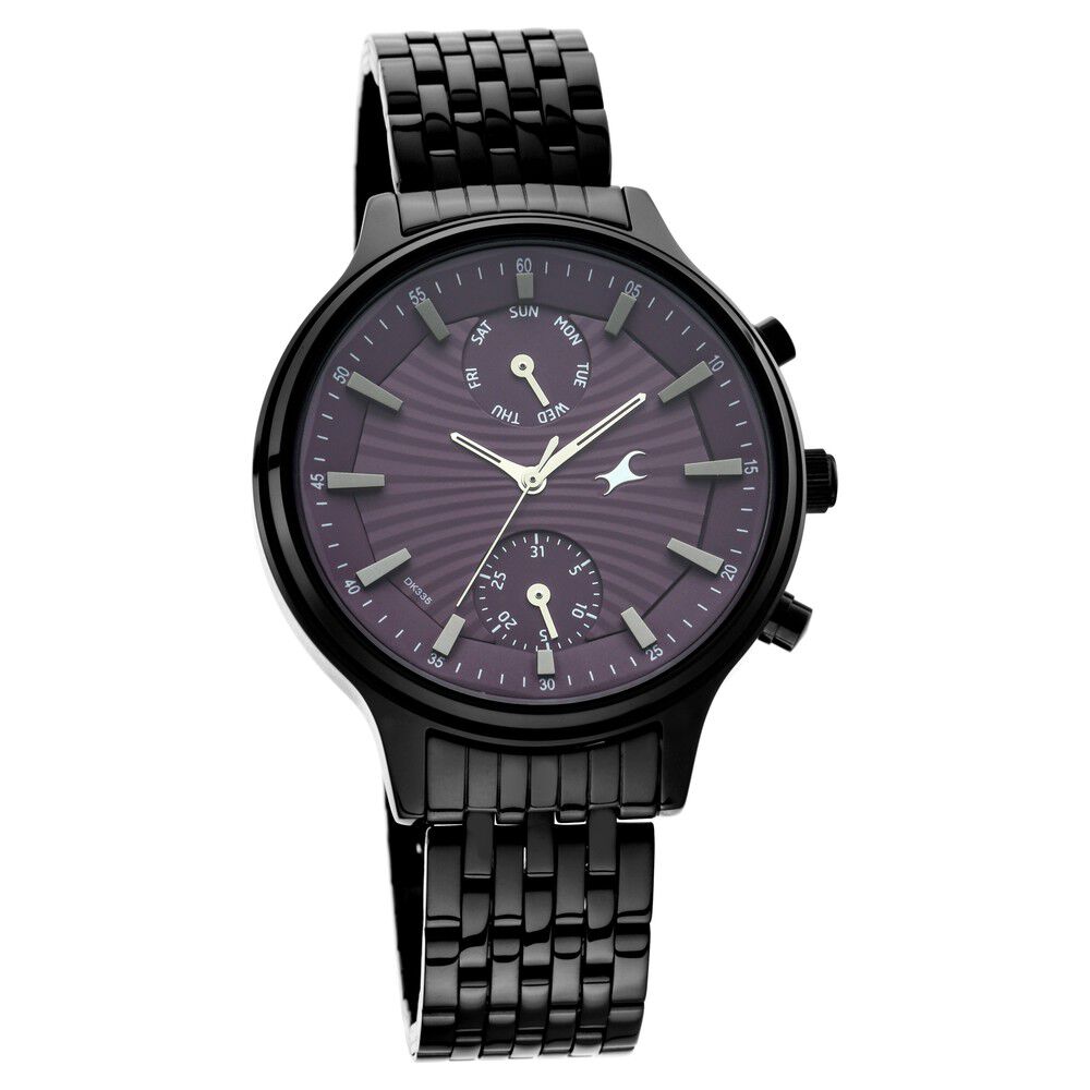 Fastrack Ruffles Quartz Multifunction Purple Dial Stainless Steel Strap Watch for Girls NS6208NM01