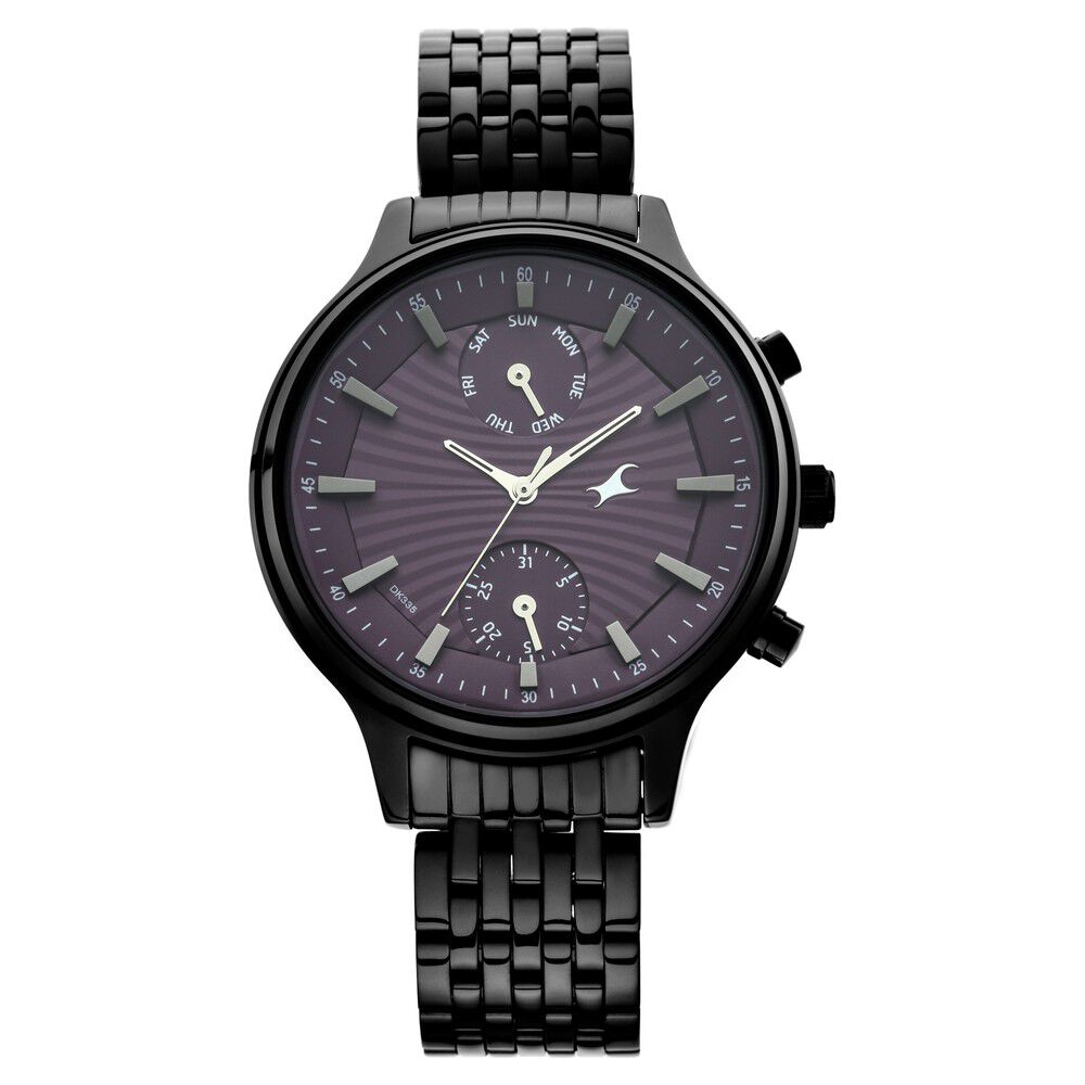 Fastrack Ruffles Quartz Multifunction Purple Dial Stainless Steel Strap Watch for Girls NS6208NM01