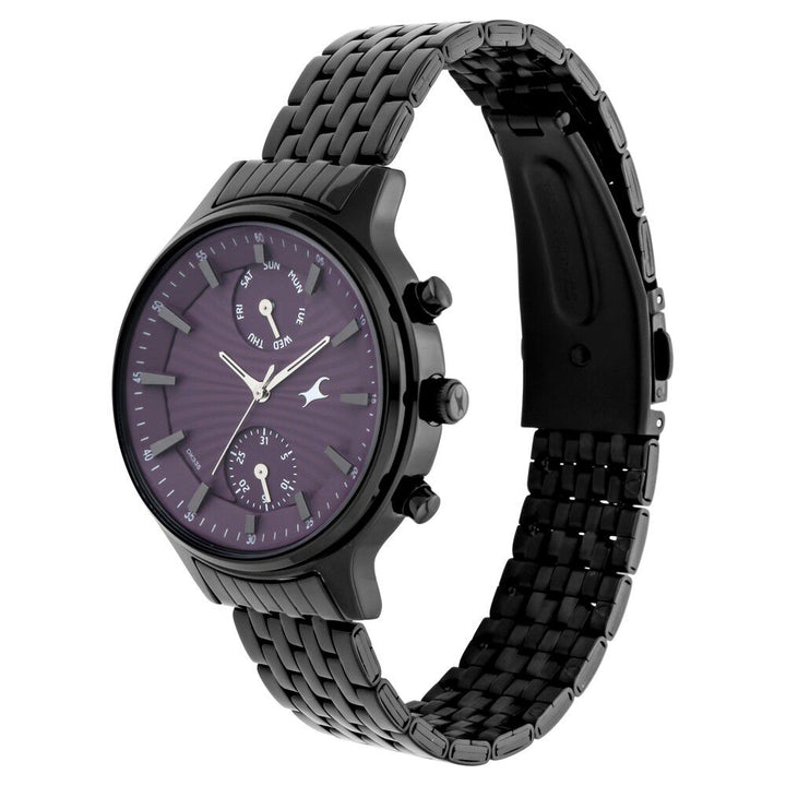 Fastrack Ruffles Quartz Multifunction Purple Dial Stainless Steel Strap Watch for Girls NS6208NM01