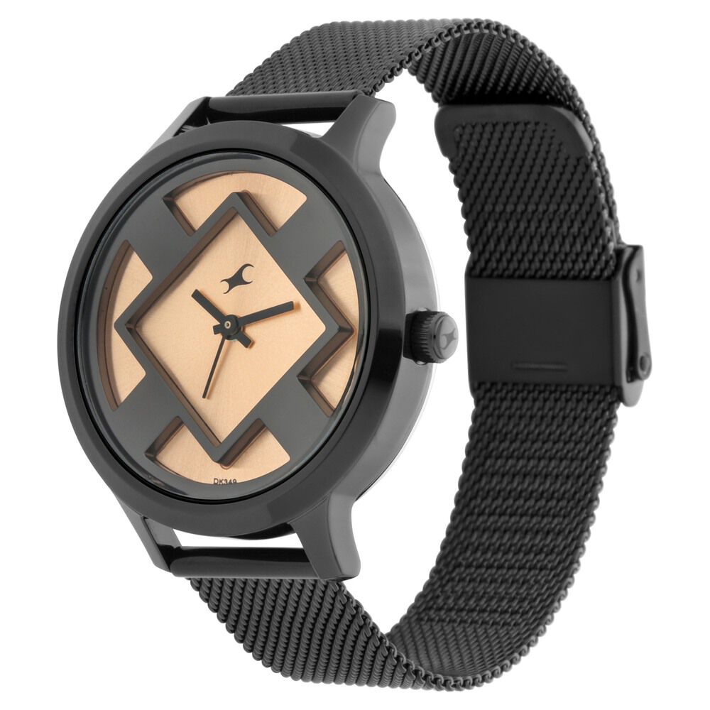 Fastrack Fit Outs Quartz Analog Rose Gold Dial Metal Strap Watch for Girls NR6210NM01