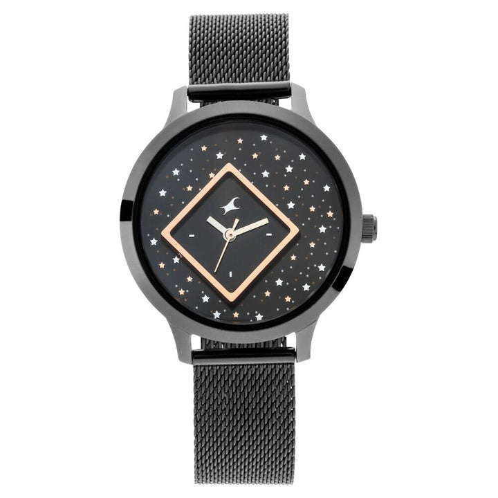 Fastrack Fit Outs Quartz Analog Black Dial Metal Strap Watch for Girls NS6210NM03