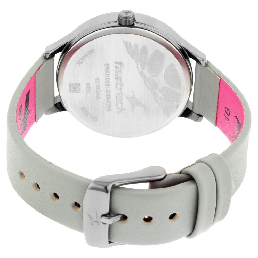 Fastrack Fit Outs Quartz Analog with Date Multicoloured Dial Leather Strap Watch for Girls NS6210QL01