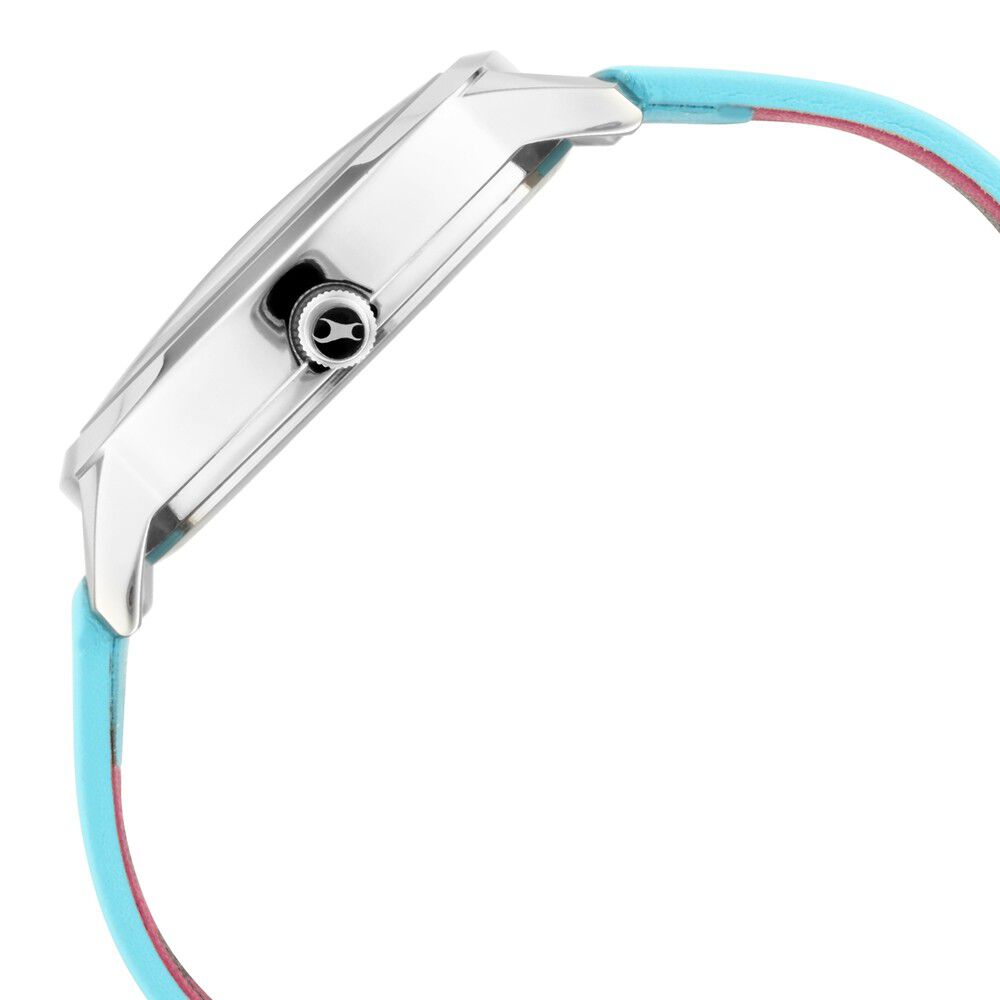 Fastrack Fit Outs Quartz Analog with Date Multicoloured Dial Leather Strap Watch for Girls NR6210SL01