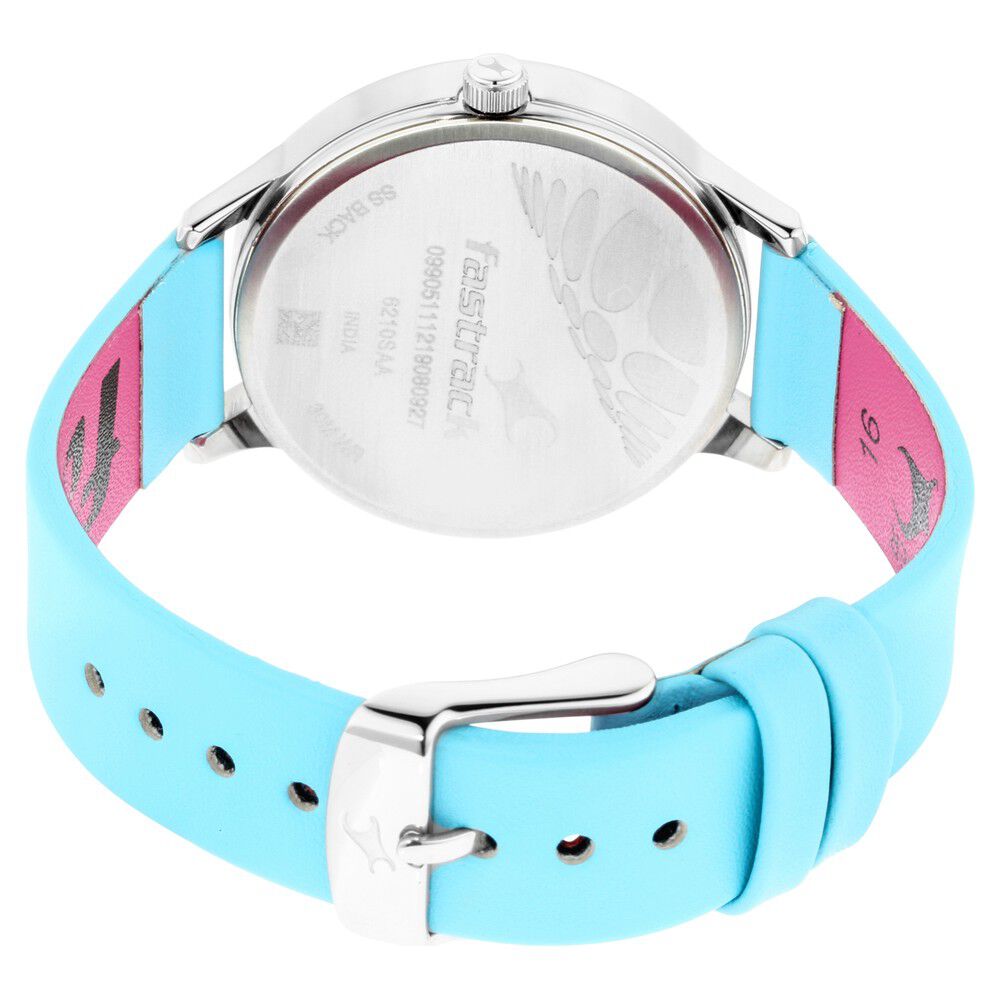 Fastrack Fit Outs Quartz Analog with Date Multicoloured Dial Leather Strap Watch for Girls NR6210SL01