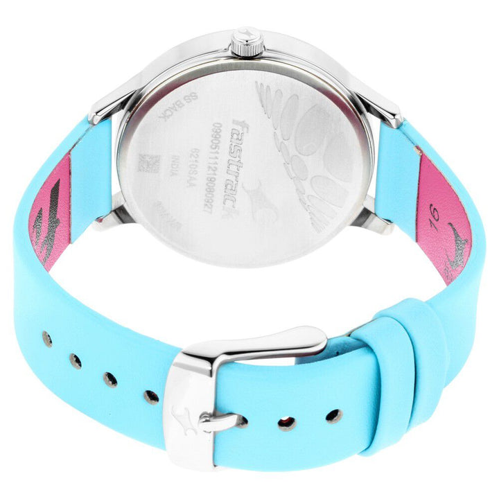 Fastrack Fit Outs Quartz Analog with Date Multicoloured Dial Leather Strap Watch for Girls NR6210SL01