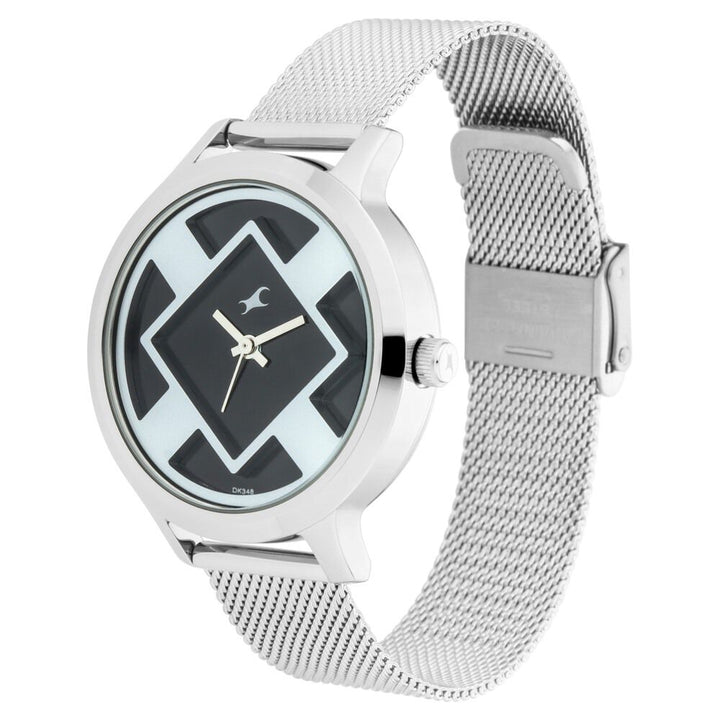 Fastrack Fit Outs Quartz Analog Black Dial Metal Strap Watch for Girls NN6210SM01