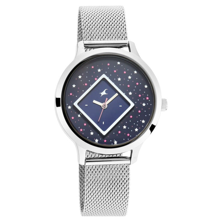 Fastrack Fit Outs Quartz Analog Blue Dial Metal Strap Watch for Girls NP6210SM02