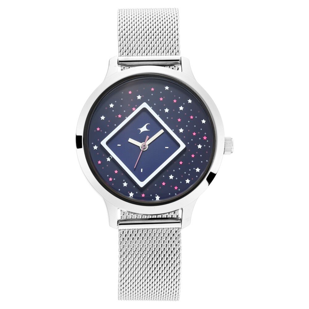 Fastrack Fit Outs Quartz Analog Blue Dial Metal Strap Watch for Girls NP6210SM02