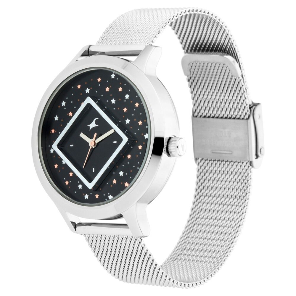 Fastrack Fit Outs Quartz Analog Grey Dial Metal Strap Watch for Girls NP6210SM03