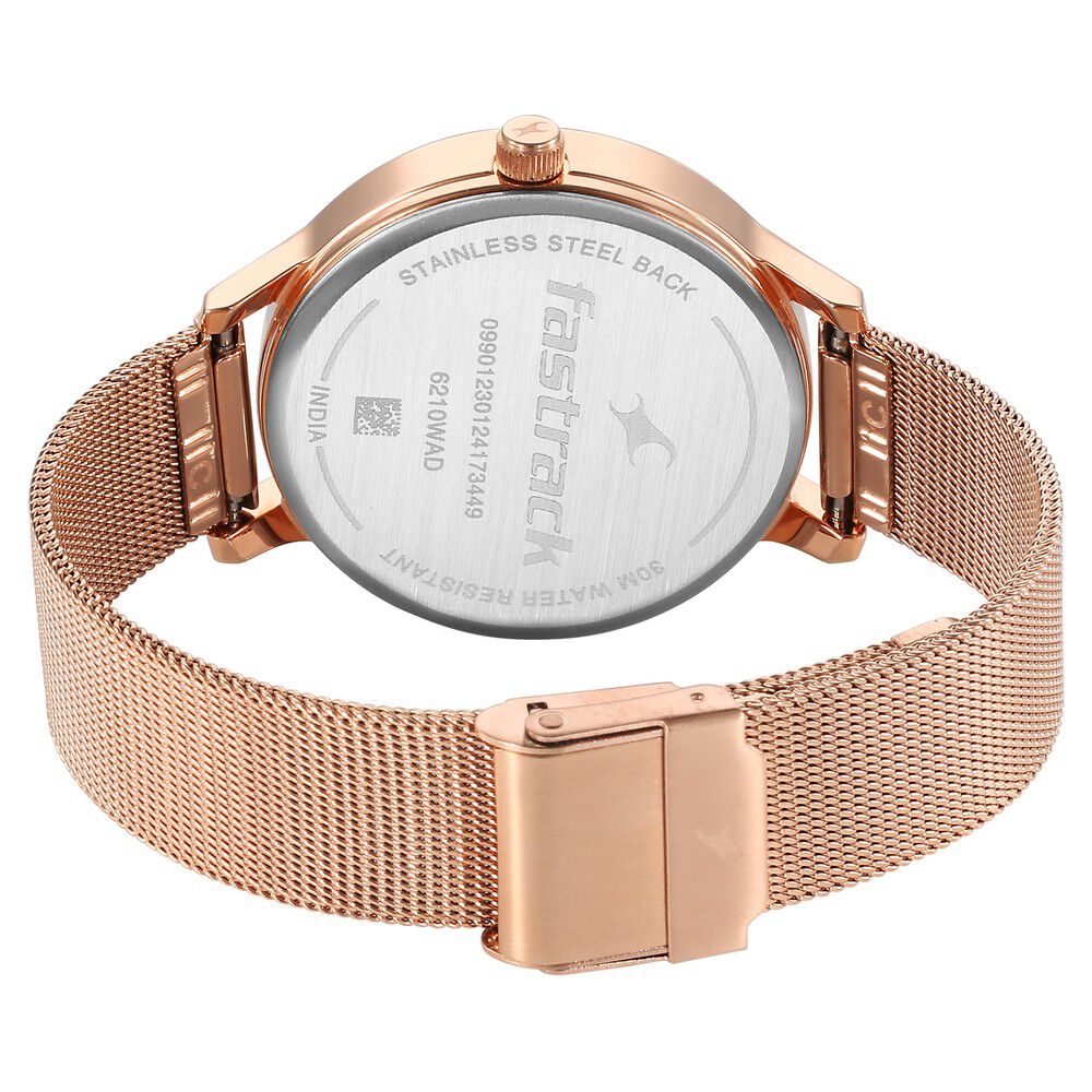 Fastrack Fleek Quartz Analog Black Dial Stainless Steel Strap Watch For Girls 6210WM03