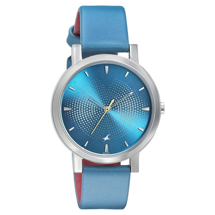 Fastrack Sunburn Quartz Analog Blue Dial Leather Strap Watch for Girls NP6213SL04