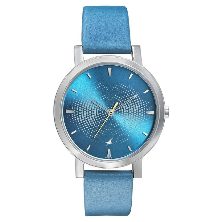 Fastrack Sunburn Quartz Analog Blue Dial Leather Strap Watch for Girls NP6213SL04