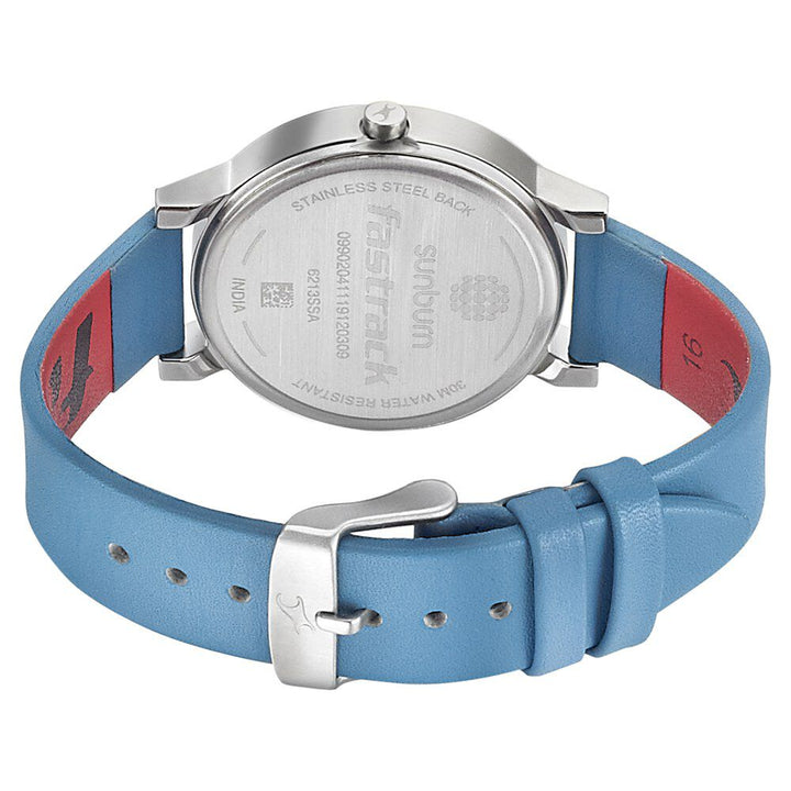 Fastrack Sunburn Quartz Analog Blue Dial Leather Strap Watch for Girls NP6213SL04