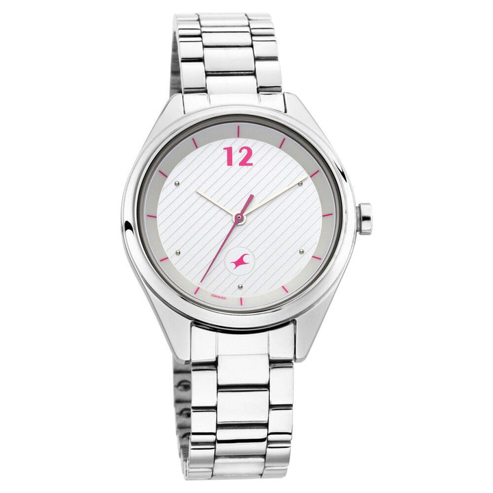 Fastrack Quartz Analog Silver Dial Stainless Steel Strap Watch for Girls NP6215SM01