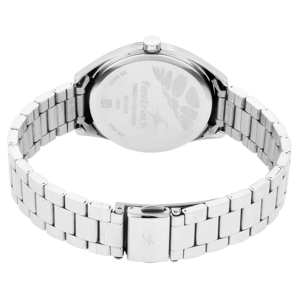 Fastrack Quartz Analog Silver Dial Stainless Steel Strap Watch for Girls NP6215SM01