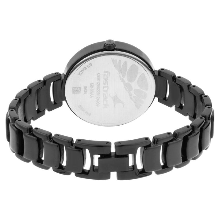 Fastrack Ruffles Quartz Analog with Date Black Dial Stainless Steel Strap Watch for Girls NS6216NM01