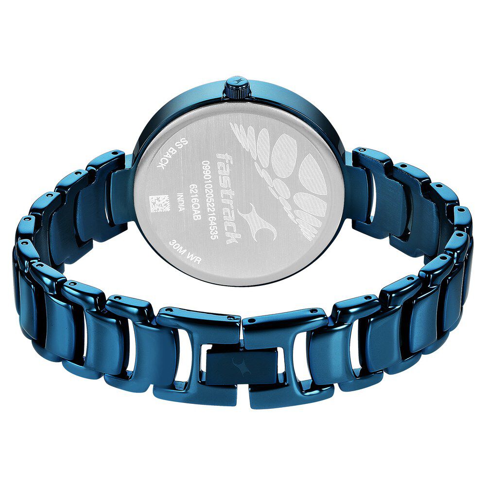 Fastrack Style Up Quartz Analog Blue Dial Metal Strap Watch for Girls NS6216QM02