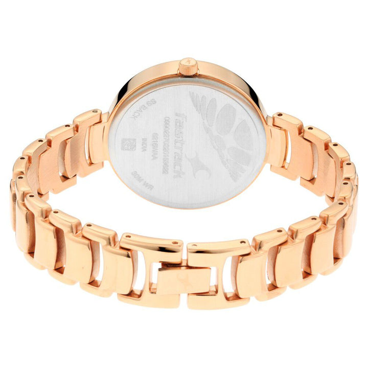 Fastrack Ruffles Quartz Analog with Date Pink Dial Stainless Steel Strap Watch for Girls NS6216WM01