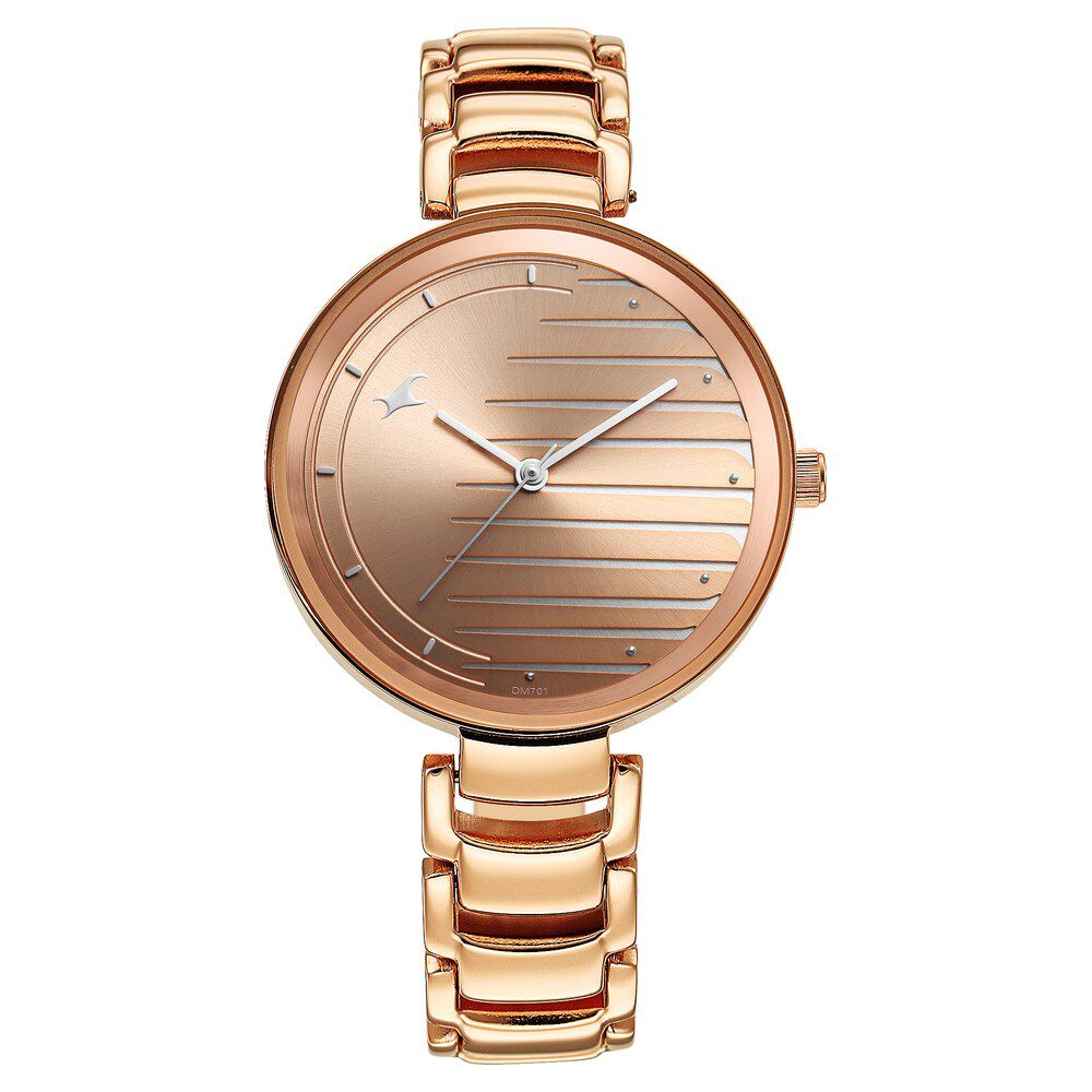 Fastrack Style Up Quartz Analog Champagne Dial Metal Strap Watch for Girls NS6216WM02