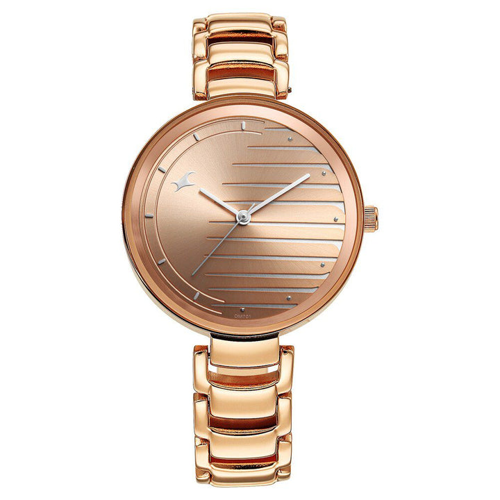 Fastrack Style Up Quartz Analog Champagne Dial Metal Strap Watch for Girls NS6216WM02