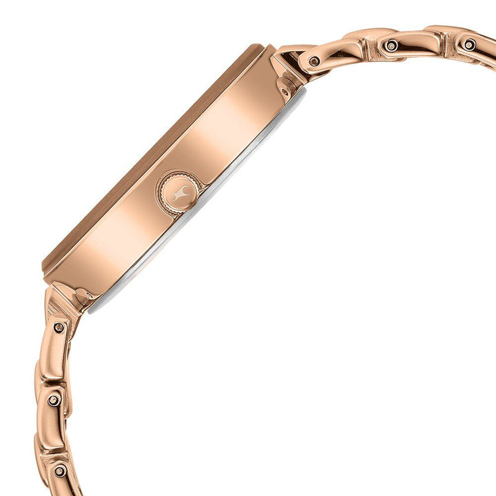 Fastrack Style Up Quartz Analog Champagne Dial Metal Strap Watch for Girls NS6216WM02