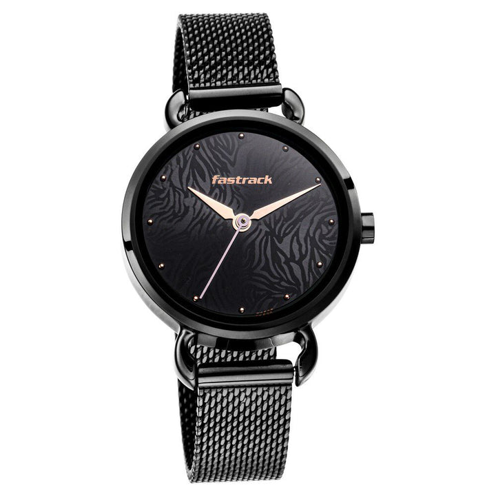 Fastrack Animal Print Quartz Analog Black Dial Stainless Steel Strap Watch for Girls NR6221NM02