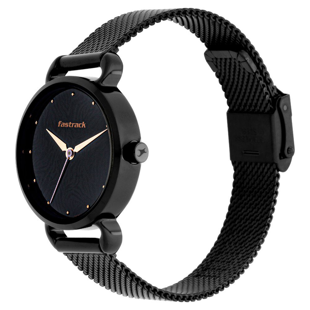 Fastrack Animal Print Quartz Analog Black Dial Stainless Steel Strap Watch for Girls NR6221NM02